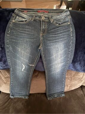 Vigold Women's Dark Blue Distressed Ankle Jeans
